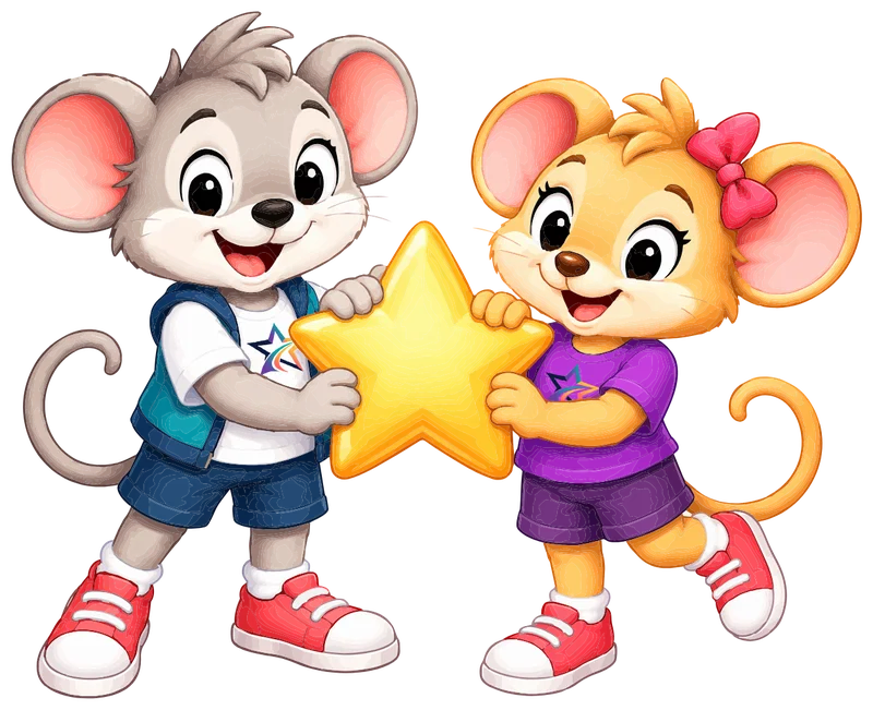 Astro and Nova holding a golden star together